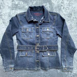 Vintage Weathervane Jeanswear Denim Jacket Small Y2K Belted 90s Nipped In Waist